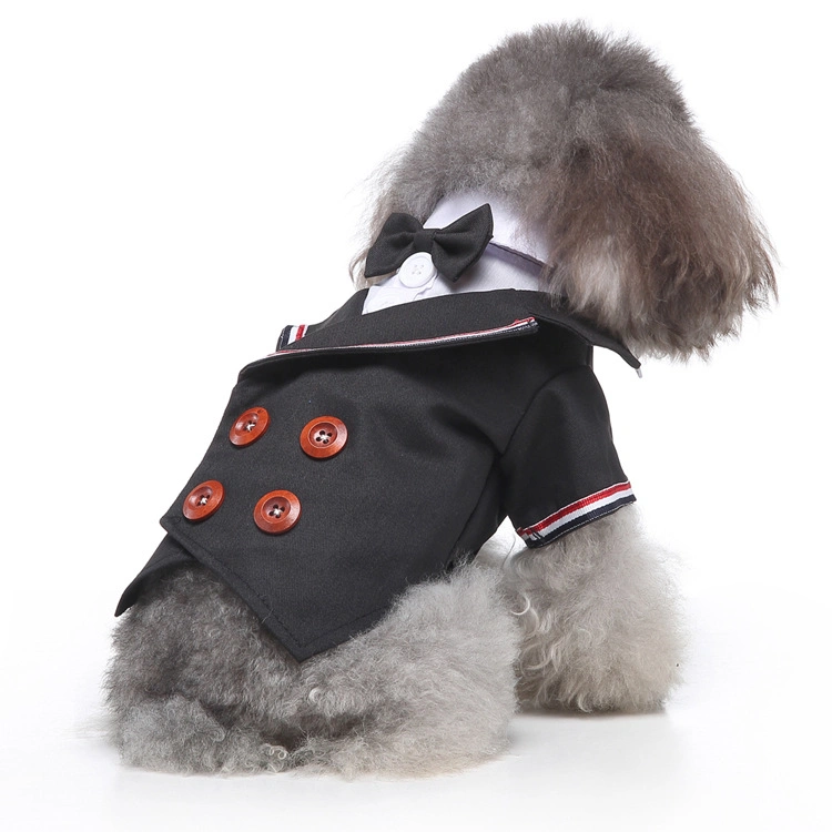 Dog Shirt Puppy Pet Small Dog Clothes Stylish Suit Bow Tie Costume Wedding Shirt Formal Tuxedo with Black Tie Dog Prince Wedding Bow Tie Suit