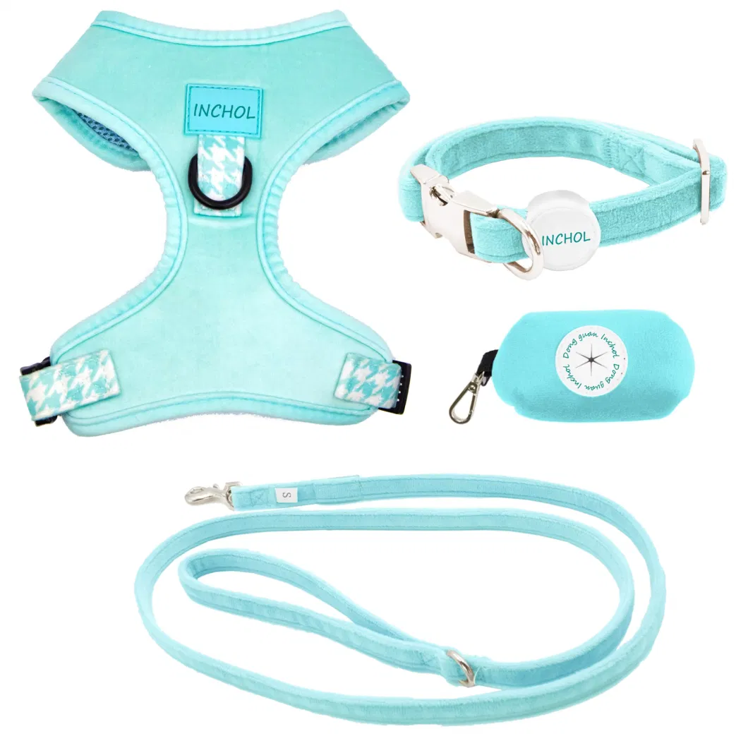 Customized Pattern Premium Adjustable Pet Soft Vest Reflective No Pull Dog Harness/Dog Collar Leash and Bandana